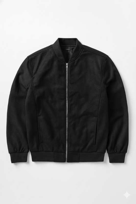 Men’s Classic Black Bomber Jacket – Premium Fit & Timeless Style